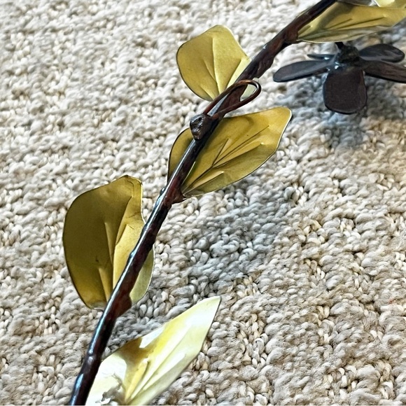 Lotus Hibiscus Purple Enamel Flower Metal Wall Hanging Spray Brass Mid Century - Picture 14 of 14